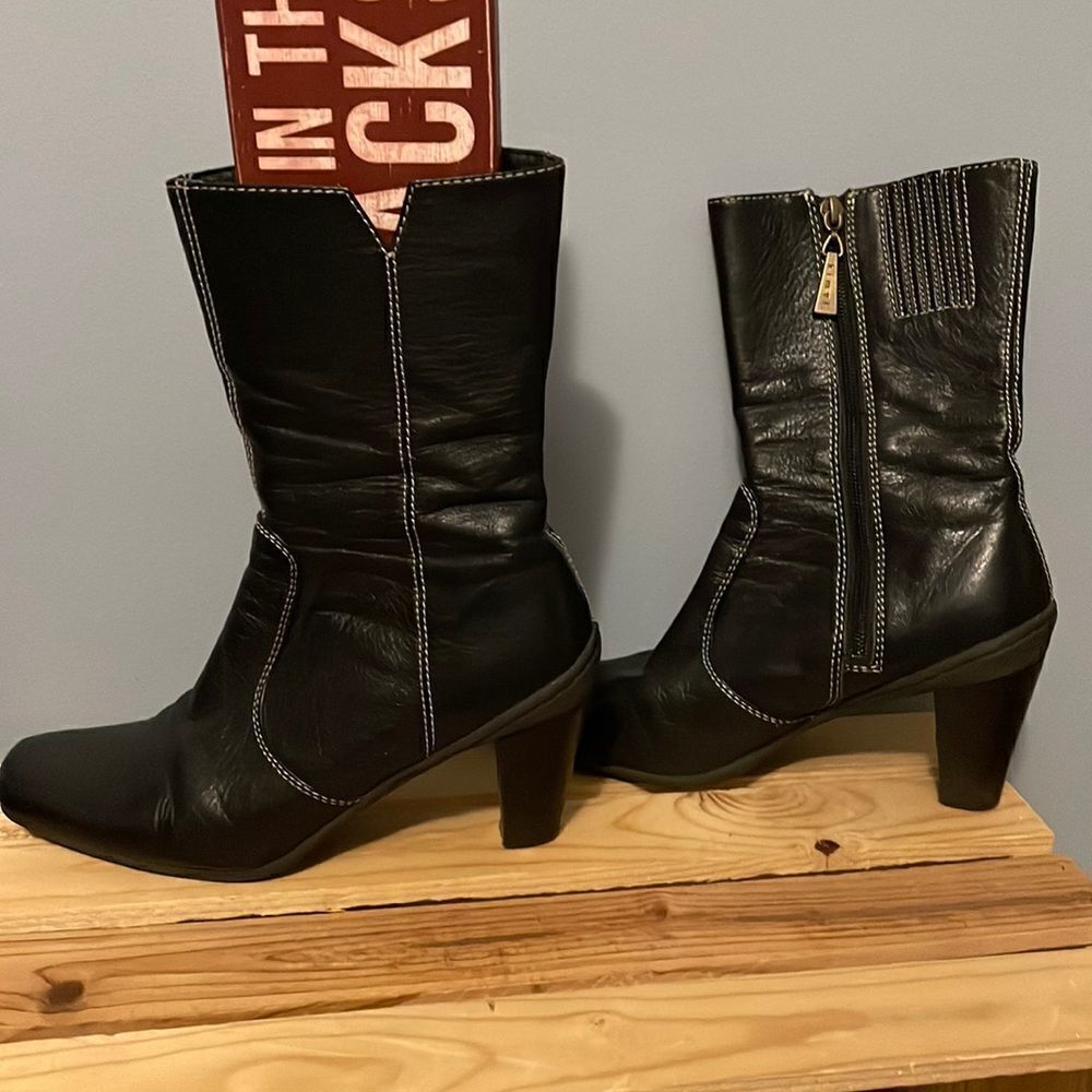 Vintage Kimel Mid Calf Black Leather Boots Sz 7